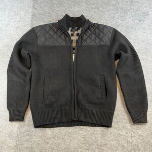 Gioberti Boys Full Zip Cardigan Black Fleece Lined Quilted Jacket Size 14 Waffle